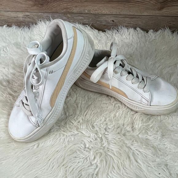 PUMA Smash Platform 3.0 Women’s Sneakers Style 390758-03 Peach White Size 7 - Picture 2 of 13